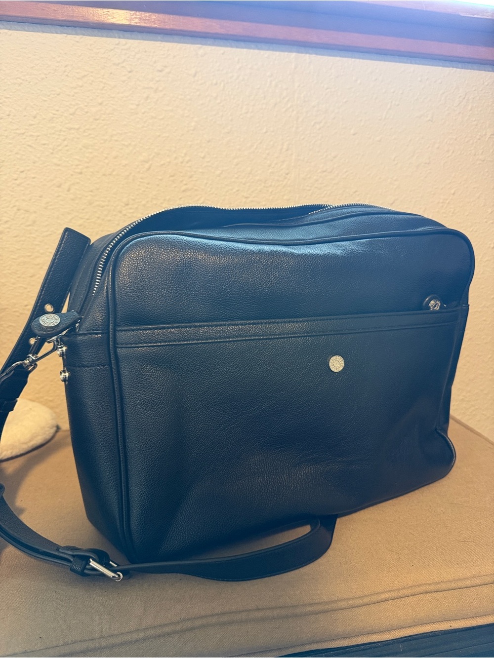 Acne Black Leather Crossbody Bag or shoulder bag with Silver Zippers - Picture 3 of 4
